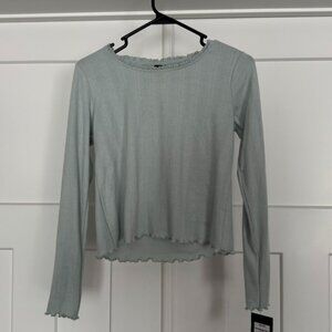 Art Class XL (14) Light Green Ribbed Long Sleeve Top NWT